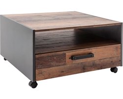 Trendteam smart living - Universeel - salontafel - oud eiken/Matera - salontafel op wielen met 1 open vak en 1 lade - (b x h x d) 70 x 41 x 70 cm - woonkamertafel op wieltjes