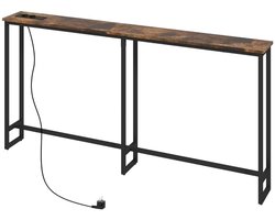 TrendWave Industriële Haltafel met Geïntegreerd Laadstation – Smalle Stalen Bijzettafel 160×20×80 cm – Wandtafel Hal & Woonkamer