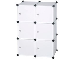 TrendWave Kledingkast – Kunststof Opbergkast – 6 Compartimenten Deuren – Modulaire Opbergdoos – Boekenkast voor Slaap- & Woonkamer