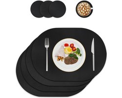 Trendy Afwasbare Placemat en Onderzetters - Stijlvol en Praktisch - 4 Stuks - Kunstleer en Rubber - 43 x 30 cm