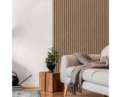 Trendy behang WOOD WALL - Shutter look behang - Set van 2 - Taupe / Grijs - Houten Latjes behang - Aku Panel Look - schuimvinyl op vlies - vliesbehang - 0.53 x 10.05 m