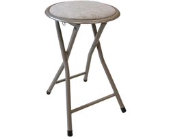 Trendy Meije Lino bijzet krukje/stoel - Opvouwbaar - 46x30x30CM - Velvet - Taupe