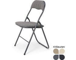 Trendy Meije® Nova Klapstoel - Grijs - Linnen - Inklapbaar - Zithoogte 45 cm - Opvouwbare Stoelen - Vouwstoel