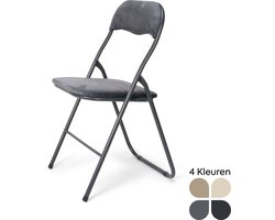 Trendy Meije® Nova Klapstoel - Grijs - Velvet Fluweel - Inklapbaar - Zithoogte 45 cm - Opvouwbare Stoelen - Vouwstoel