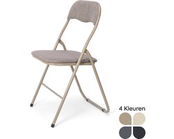 Trendy Meije Nova Klapstoel – Linnen – Taupe – Inklapbaar - Zithoogte 45 cm