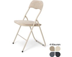 Trendy Meije Nova Klapstoel - Vouwstoel - Fluweel - Eettafelstoel - Opklapbare Stoel - 80x44x47 CM - Stoel - Velvet - Beige