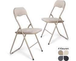Trendy Meije® Nova Klapstoelen Set van 2 - Taupe - Velvet Fluweel - Inklapbaar - Zithoogte 45 cm - Opvouwbare Stoelen - Vouwstoel