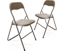 Trendy Meije Nova Klapstoelen - Set van 2 - Vouwstoelen - Fluweel - Eettafelstoelen - Opklapbare Stoelen - 80x44x47 CM - Stoelen - Velvet - Taupe