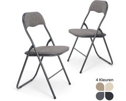 Trendy Meije Nova Klapstoelen - Set van 2 - Vouwstoelen - Linnen - Eettafelstoelen - Opklapbare Stoelen - 80x44x47 CM - Stoelen - Linnen - Grijs