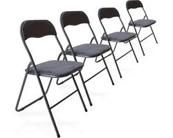 Trendy Meije Nova Klapstoelen - Set van 4 - Vouwstoelen - Fluweel - Eettafelstoelen - Opklapbare Stoelen - 80x44x47 CM - Stoelen - Velvet - Grijs