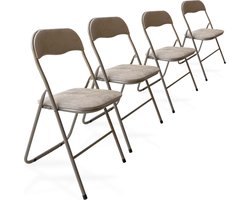 Trendy Meije Nova Klapstoelen - Set van 4 - Vouwstoelen - Fluweel - Eettafelstoelen - Opklapbare Stoelen - 80x44x47 CM - Stoelen - Velvet - Taupe