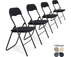 Trendy Meije Nova Klapstoelen - Set van 4 - Vouwstoelen - Linnen - Eettafelstoelen - Opklapbare Stoelen - 80x44x47 CM - Stoelen - Linnen - Zwart