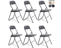Trendy Meije® Nova Klapstoelen Set van 6 - Grijs - Velvet Fluweel - Inklapbaar - Zithoogte 45 cm - Opvouwbare Stoelen - Vouwstoel