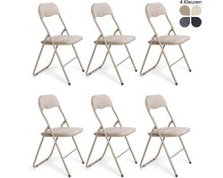 Trendy Meije Nova klapstoelen – Set van 6 – Velvet Fluweel – Taupe – Inklapbaar - Zithoogte 45 cm