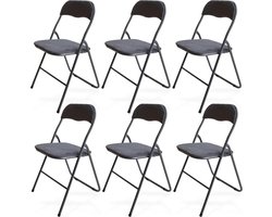 Trendy Meije Nova Klapstoelen - Set van 6 - Vouwstoelen - Fluweel - Eettafelstoelen - Opklapbare Stoelen - 80x44x47 CM - Stoelen - Velvet - Grijs