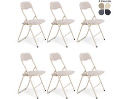 Trendy Meije Nova Klapstoelen - Set van 6 - Vouwstoelen - Linnen - Eettafelstoelen - Opklapbare Stoelen - 80x44x47 CM - Stoelen - Linnen - Beige