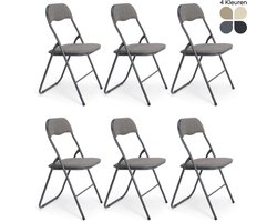 Trendy Meije Nova Klapstoelen - Set van 6 - Vouwstoelen - Linnen - Eettafelstoelen - Opklapbare Stoelen - 80x44x47 CM - Stoelen - Linnen - Grijs
