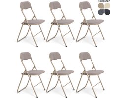 Trendy Meije Nova Klapstoelen - Set van 6 - Vouwstoelen - Linnen - Eettafelstoelen - Opklapbare Stoelen - 80x44x47 CM - Stoelen - Linnen - Taupe