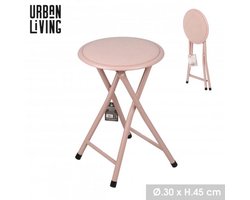 “TRENDY Opvouwbare kruk met wafelkatoenstof, roze 30x30xH45 cm ”