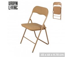 “TRENDY Opvouwbare stoel met wafelkatoenstof, camel 45x44xH80 cm – set van 6”