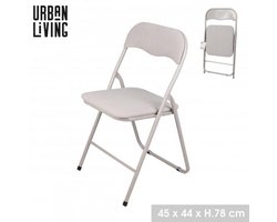 “TRENDY Opvouwbare stoel met wafelkatoenstof, parelgrijs 45x44xH80 cm – set van 6”