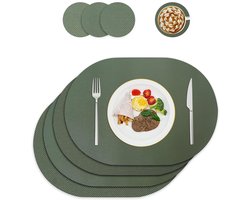 Trendy placemats en onderzetters - set van 4 - gerecycled leer en rubber - 43 x 30 cm