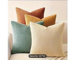 Trendy Ribfluweel Kussenhoezen – Set van 4 Kleuren (45x45 cm)