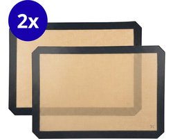 TrendyKitchen® Siliconen Bakmat – 2 Stuks - 42x30 cm - Ovenmat - Hittebestendig tot 250 graden - Duurzaam & Herbruikbaar - Antikleef - Bakpapier alternatief - Bruin