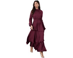 Trendyol Marineblauwe Rok Gelaagd Satijn Geweven Avondjurk/Nachtjurk Tctss24Db00050