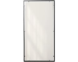 Trent Wandspiegel Rechthoek - Industriële Spiegel met Verdiept Stalen Frame - Zwart - Woonkamer/ Hal Spiegel - 60x120 cm