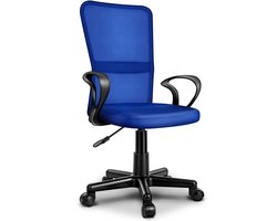 TRESKO® bureaustoel kantoorstoel draaistoel, met kunststof wielen, traploos in hoogte verstelbaar, gevoerde zitting, ergonomische vormgeving, SGS-geteste veer (blauw)