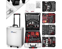 TRESKO® Gereedschapskoffer 949-delig | gereedschapskast | gereedschapskist | gereedschapstas | gereedschapsset | gereedschaptrolley | chroom-vanadium staal (Zilver)