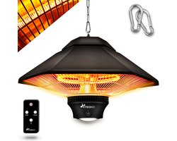 TRESKO plafondverwarmer-brons- met afstandsbediening- 2 standen- stralingsverwarmer infraroodverwarmer-heater