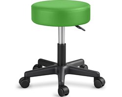 TRESKO® Rolkruk werkkruk kruk draaikruk visagiekruk praktijkkruk in hoogte verstelbaar met wielen, 360° draaibaar, 10 cm dik kussen en 8 kleurvarianten (Groen)