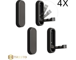 TRESTO - 4 stuks opvouwbare wandhaken - Opvouwbare haken - muurbevestiging van zinklegering - zwaar belastbare wandhaak - Badkamer haken - Keuken haken- Kapstok - Zwart