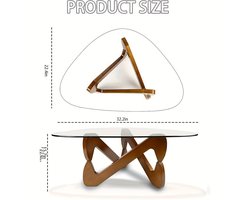 Triangle Salontafel – Salontafel Driehoek – Woonkamertafel – Koffietafel – Bijzettafel – Mid-Century Modern – Walnootkleurig Frame – Krasbestendig Gehard Glas – Eenvoudige Montage – Compact Ontwerp
