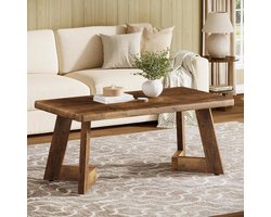 Tribesigns 120 cm Long Coffee Table, Farmhouse Center Table for Living Room, Brown