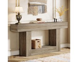 Tribesigns 2 Tier Entree Consoletafe - Sidetable met Opbergruimte - Lichtgrijs - 160 x 30 x 82 cm - Consoletafe voor Hal, Woonkamer, Entree, Foyer