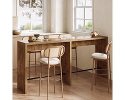 Tribesigns Bartafel - 200 x 39.5 x 95 cm - Extra Lange Staande Tafel met Stevige Ijzeren Voetsteun voor Keuken, Woonkamer, Eetkamer - Houtkleur