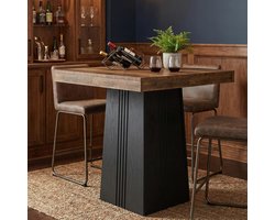 Tribesigns Bartafel - 80 x 80 x 90 cm - Keukentafel - Eettafel met Gegroefde Holle Basis - Bruin