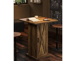Tribesigns Bartafel met Opbergkast - 80 x 80 x 100 cm - Vierkante Hoge Pubtafel - Houten Bistrotafel/cocktailtafel - Landelijke Stijl - Rustiek Bruin