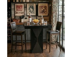 Tribesigns Bartafel – Modern Vierkant Bartafel - 80 x 80 x 90 cm - Houten Bistrotafel met Voetstuk voor Dineren, Koffie Drinken - Zwart (Alleen Tafel)
