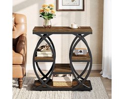 Tribesigns Bijzettafel - 4-Shelf Sidetable - 60x30x60cm - Eindtafel - Koffietafel - voor Woonkamer, Slaapkamer, Entree - Bruin