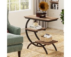 Tribesigns - Bijzettafel - Bedtafel - Zijtafel - 30 x 60 x 65 cm - Nachtkastje Kleine Salontafel voor Woonkamer Slaapkamer - Lichtbruin