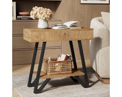 Tribesigns - Bijzettafel - Bedtafel - Zijtafel - 60 x 30 x 60 cm - Nachtkastje Kleine Salontafel voor Woonkamer Slaapkamer - Bruin