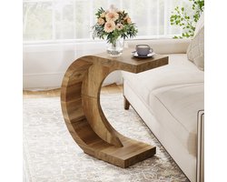 Tribesigns - Bijzettafel - Bedtafel - Zijtafel - C-vormig - 70 x 30 x 65 cm - Nachtkastje Kleine Salontafel voor Woonkamer Slaapkamer - Bruin