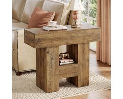 Tribesigns - Bijzettafel - Bedtafel - Zijtafel met 2 Planken - 80 x 30 x 65 cm - Nachtkastje Kleine Salontafel voor Woonkamer Slaapkamer - Bruin