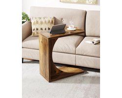 Tribesigns Bijzettafel - C-Vormige Bijzettafel - Nachtkastjes met Kleine Ruimtes - Tafel - Sidetable voor Woonkamer, Slaapkamer - 60 x 30 x 65 cm - Bruin