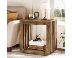 Tribesigns Bijzettafel - Sidetable met lattenontwerp voor Woonkamer- smalle bijzettafel voor Woonkamer, Thuiskantoor - 60×30×60 cm - bruin