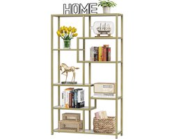 TRIBESIGNS Boekenkast - Boekenrek - Modern - 8 Lagen - Hout/Metaal - 100 x 30 x 180cm - Wit Goud